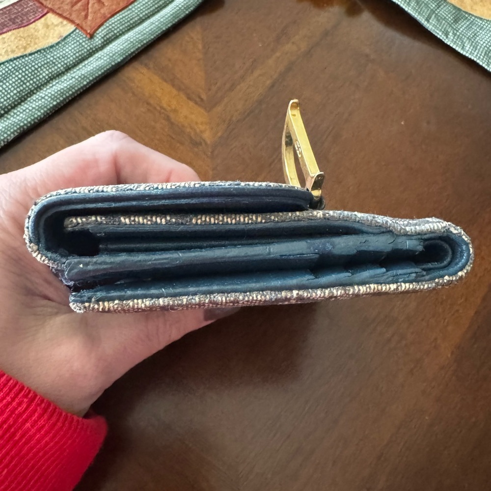 π Dior Saddle Lotus Wallet - Blue Oblique Canvas - Picture 8 of 10
